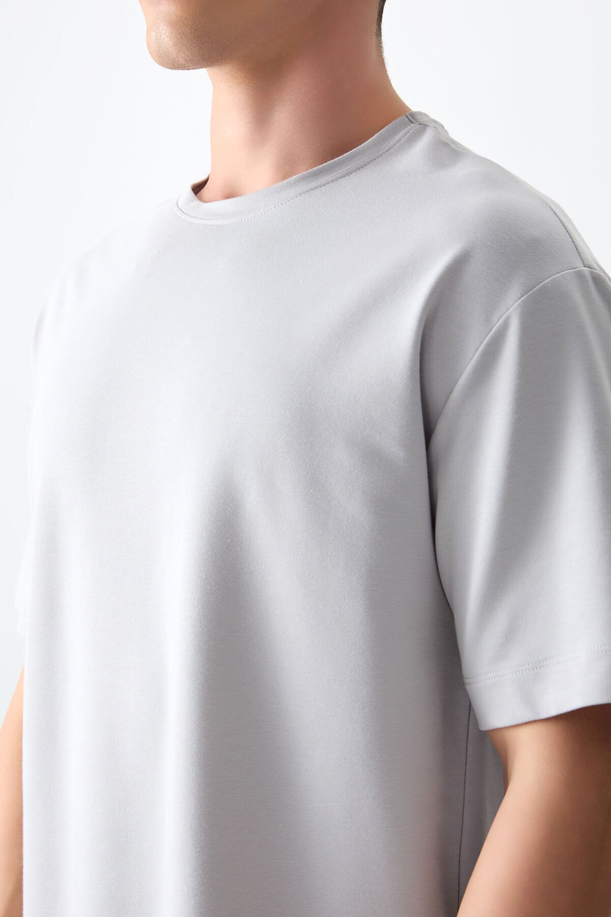 Stone Cotton Thick Soft Textured Oversize Fit Basic Men's T-Shirt - 88377