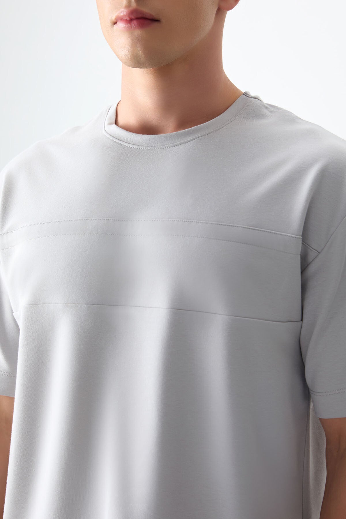 Stone Cotton Thick Soft Textured Oversize Fit Basic Men's T-Shirt - 88378