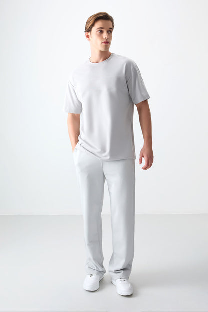 Stone Cotton Thick Soft Textured Oversize Fit Basic Men's T-Shirt - 88378