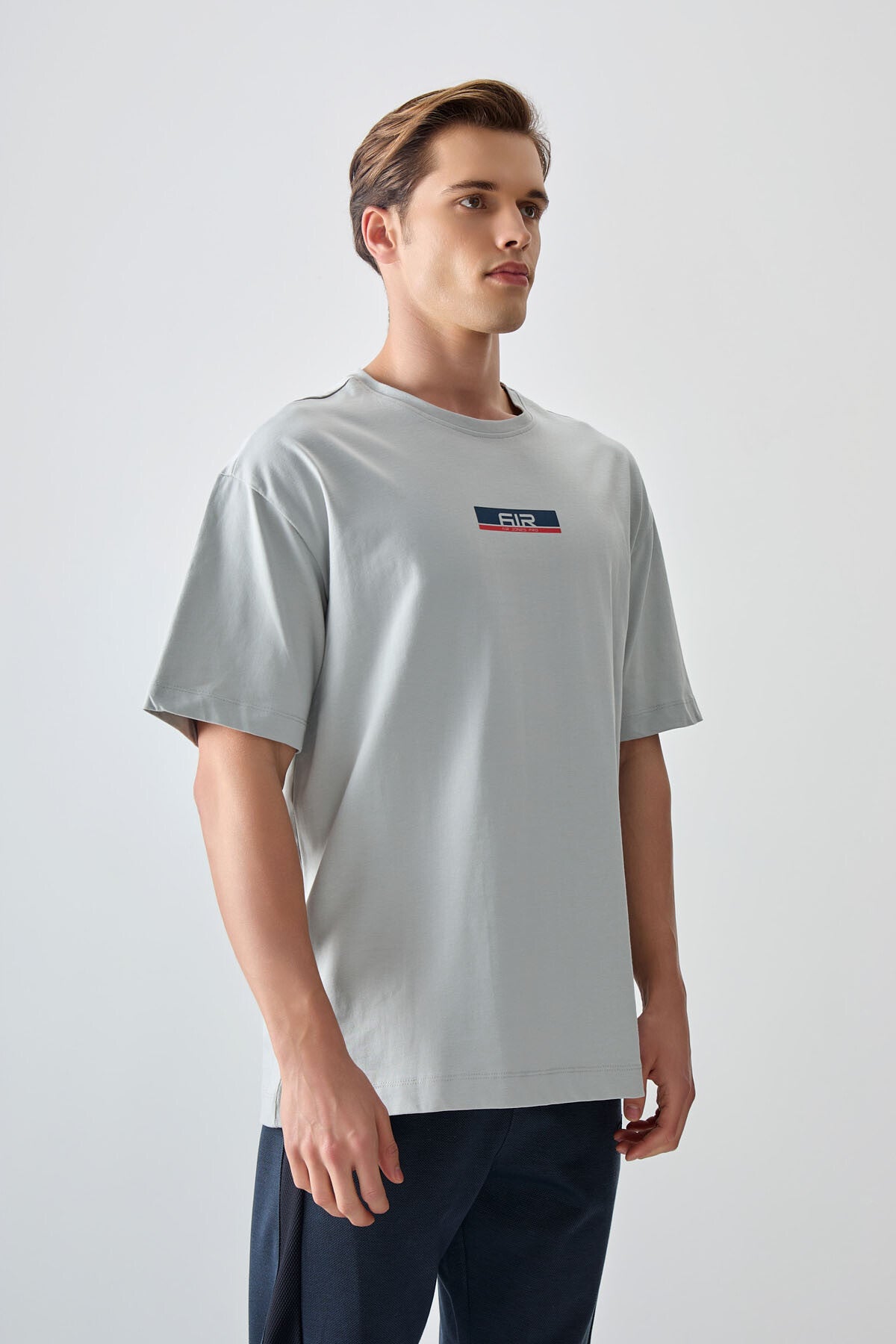 Stone 100% Cotton Thick Soft Textured Oversize Fit Printed Men's T-Shirt - 88359