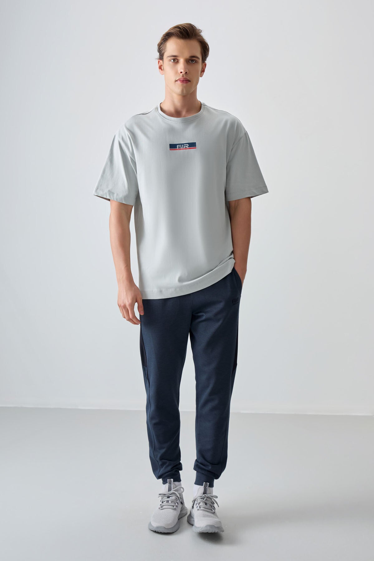 Stone 100% Cotton Thick Soft Textured Oversize Fit Printed Men's T-Shirt - 88359