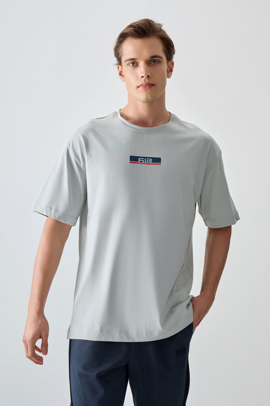 Stone 100% Cotton Thick Soft Textured Oversize Fit Printed Men's T-Shirt - 88359