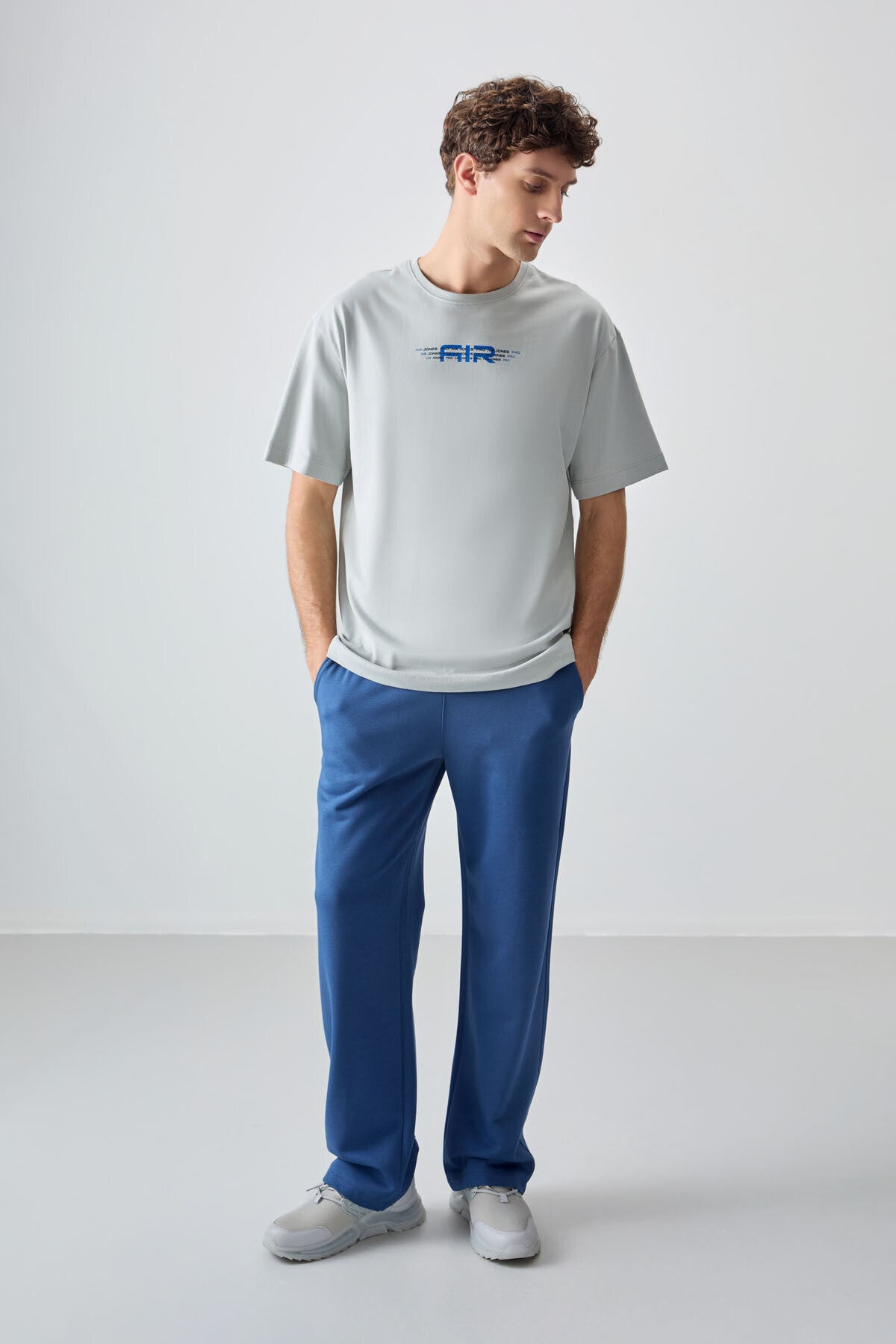 Stone 100% Cotton Thick Soft Textured Oversize Fit Printed Men's T-Shirt - 88356