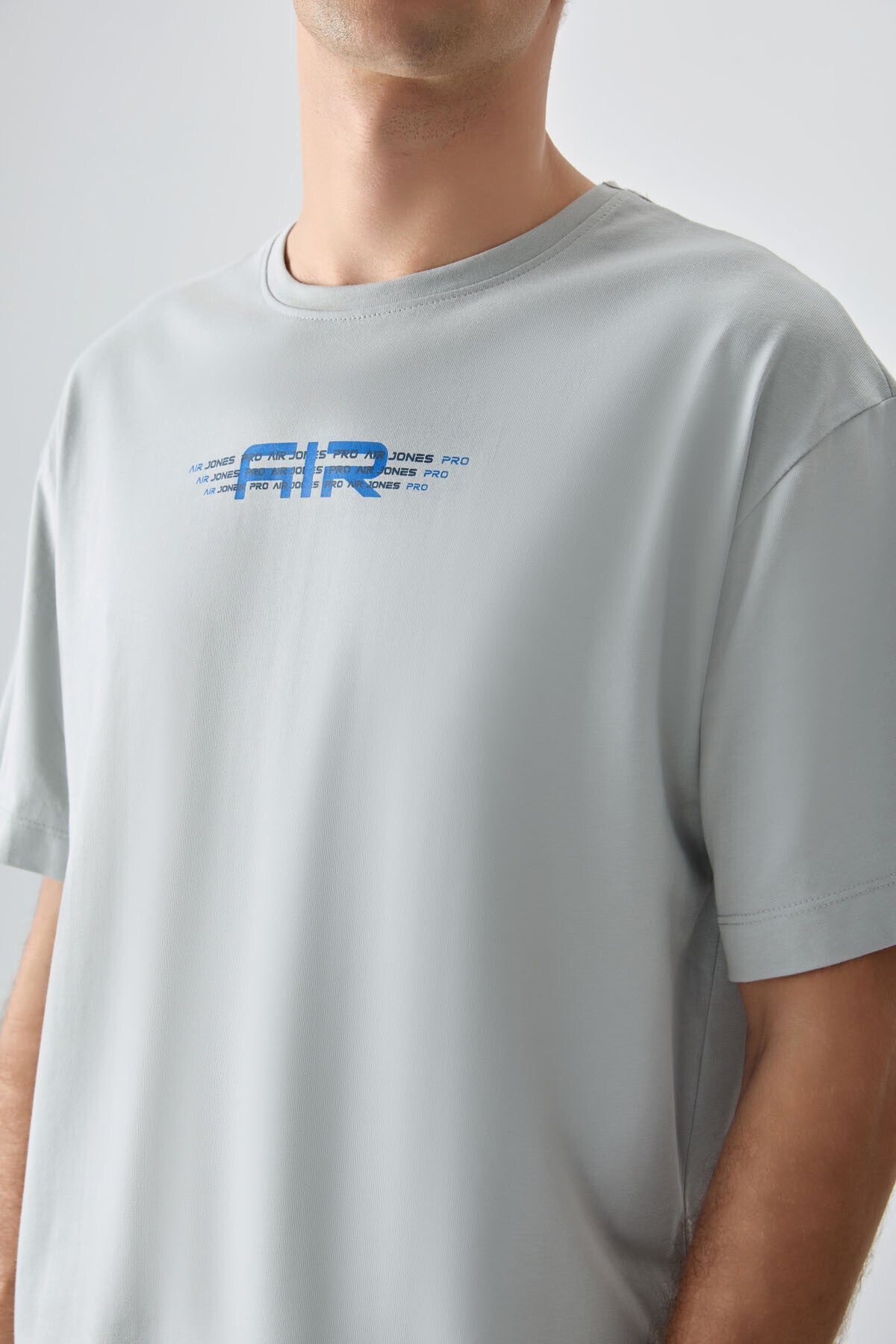 Stone 100% Cotton Thick Soft Textured Oversize Fit Printed Men's T-Shirt - 88356