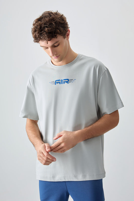Stone 100% Cotton Thick Soft Textured Oversize Fit Printed Men's T-Shirt - 88356