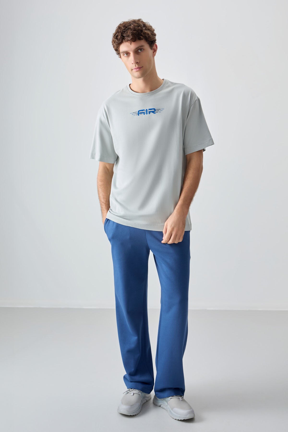 Stone 100% Cotton Thick Soft Textured Oversize Fit Printed Men's T-Shirt - 88356