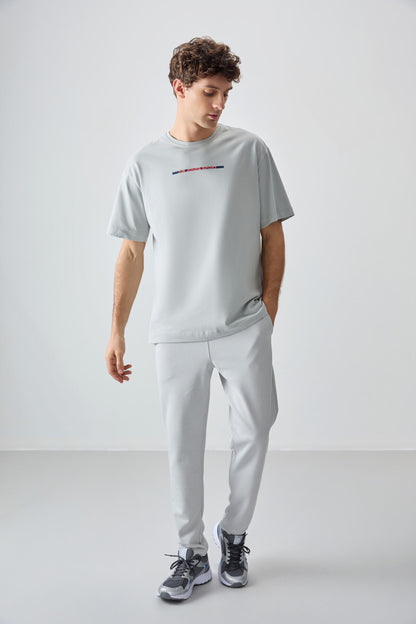 Stone 100% Cotton Thick Soft Textured Oversize Fit Printed Men's T-Shirt - 88358