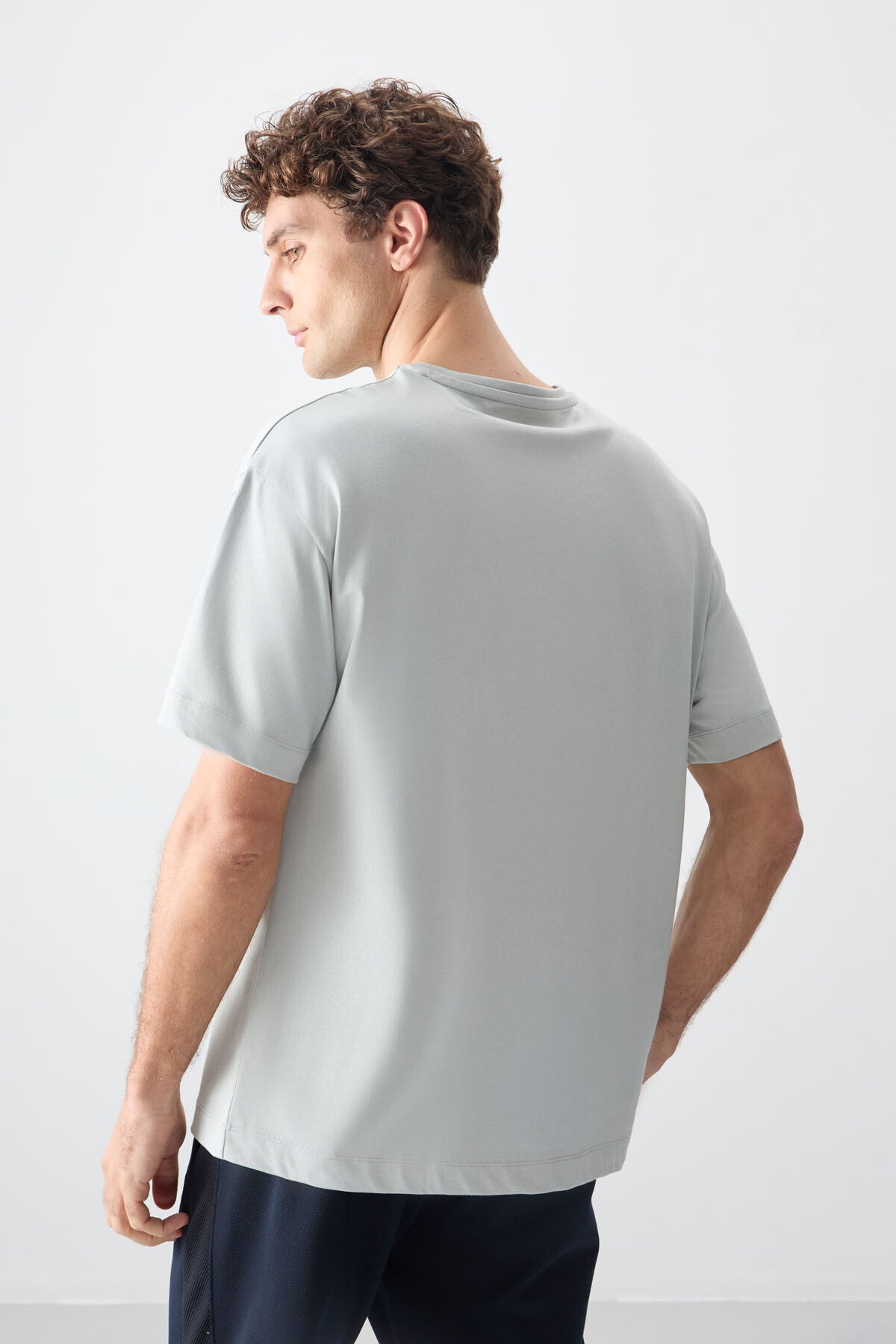 Stone 100% Cotton Thick Soft Textured Oversize Fit Basic Men's T-Shirt - 88353