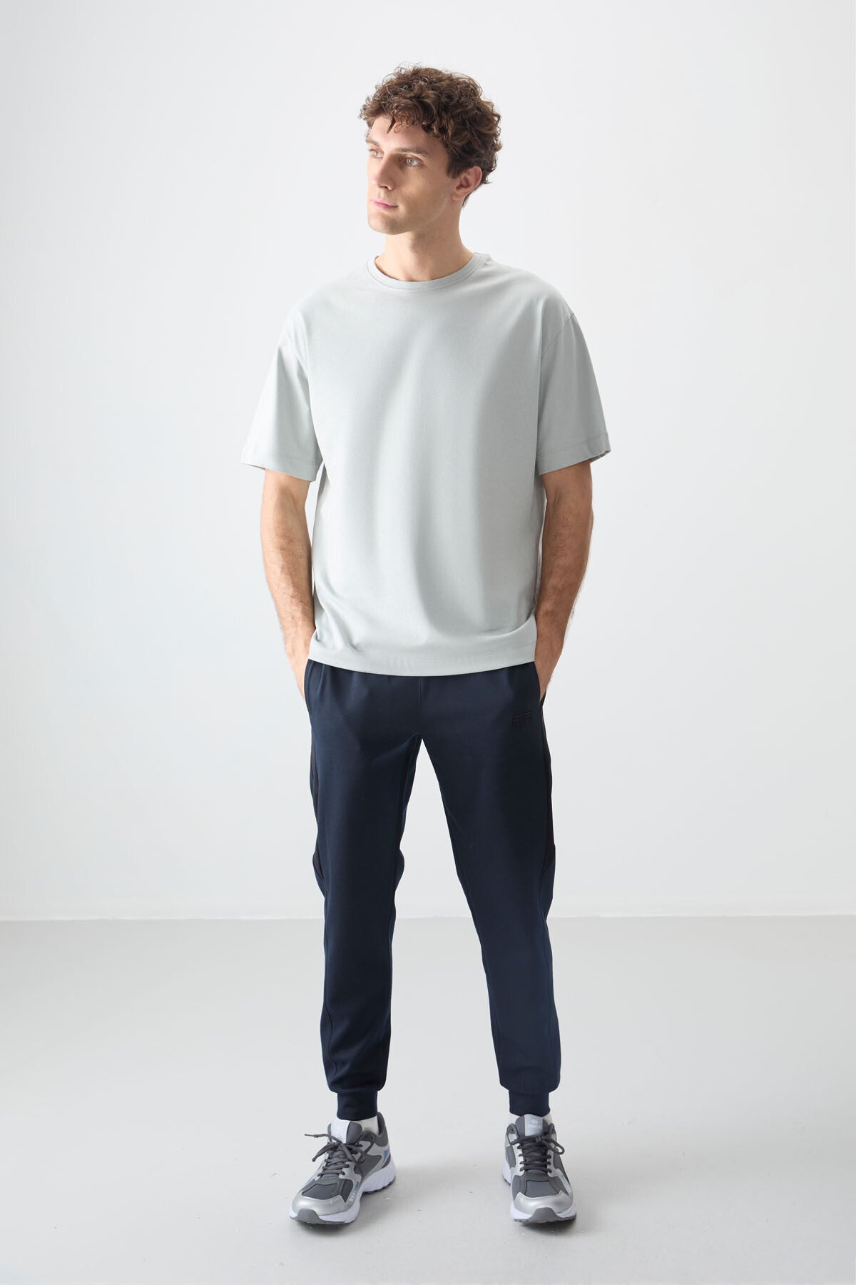 Stone 100% Cotton Thick Soft Textured Oversize Fit Basic Men's T-Shirt - 88353