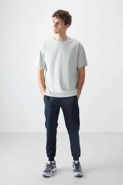 Stone 100% Cotton Thick Soft Textured Oversize Fit Basic Men's T-Shirt - 88353