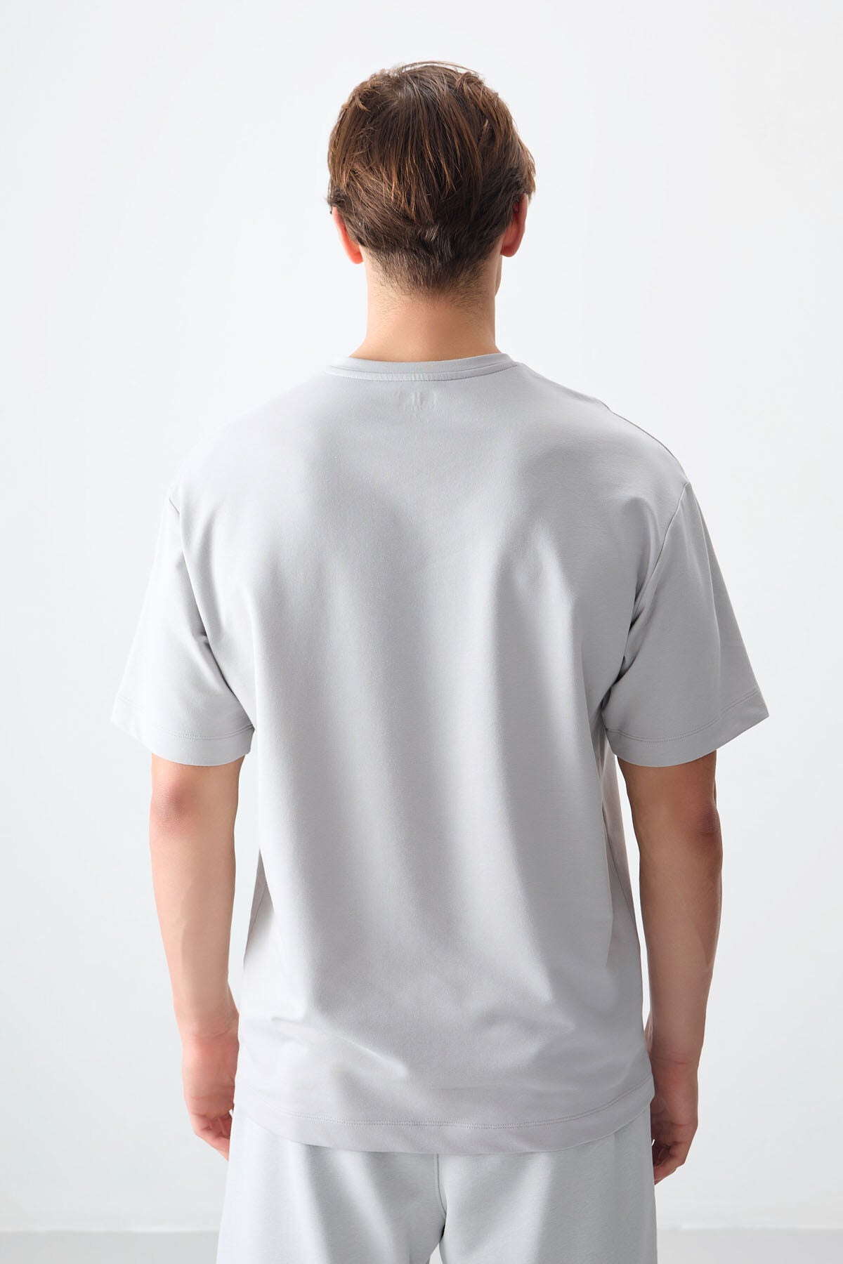 Stone Cotton Thick Soft Textured Oversize Fit Printed Men's T-Shirt - 88373