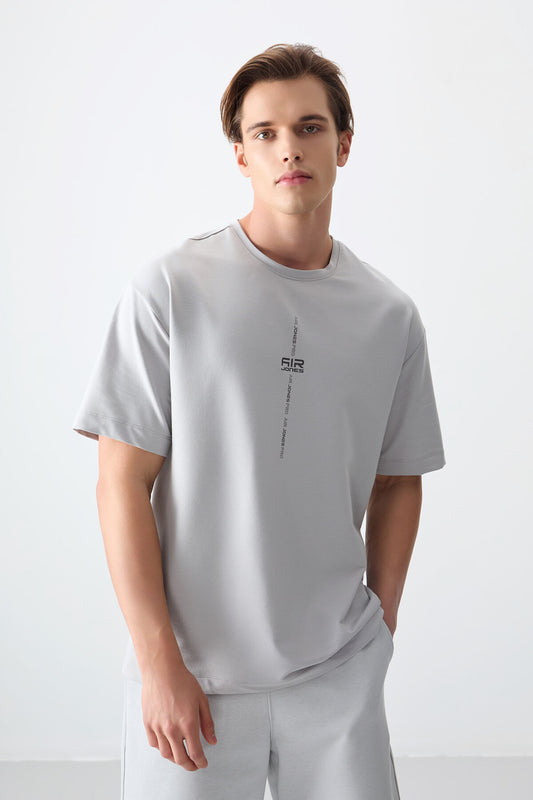 Stone Cotton Thick Soft Textured Oversize Fit Printed Men's T-Shirt - 88373