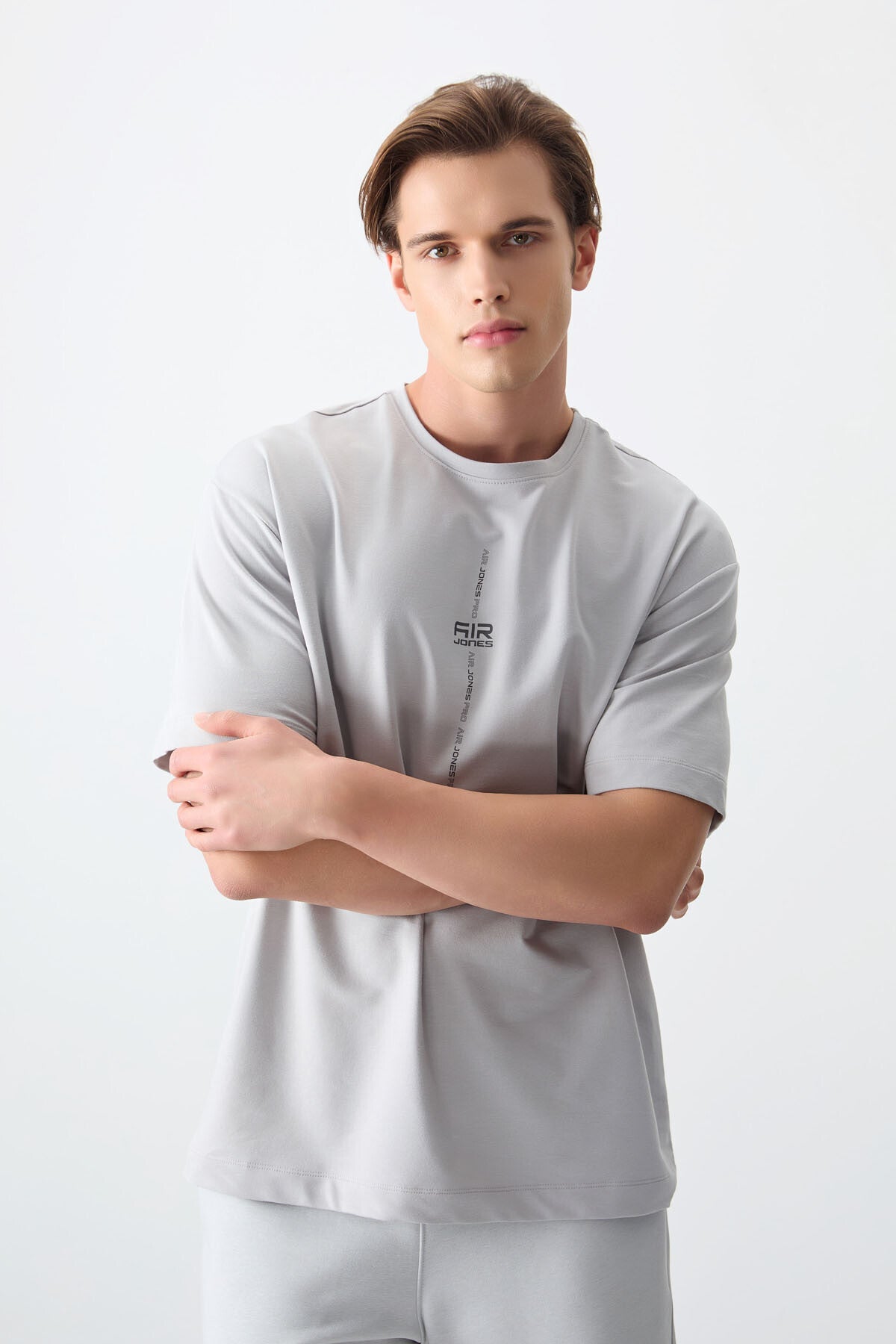 Stone Cotton Thick Soft Textured Oversize Fit Printed Men's T-Shirt - 88373