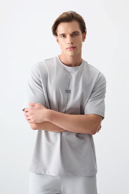 Stone Cotton Thick Soft Textured Oversize Fit Printed Men's T-Shirt - 88373