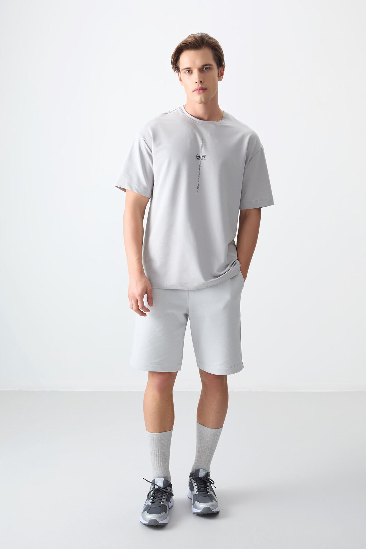 Stone Cotton Thick Soft Textured Oversize Fit Printed Men's T-Shirt - 88373