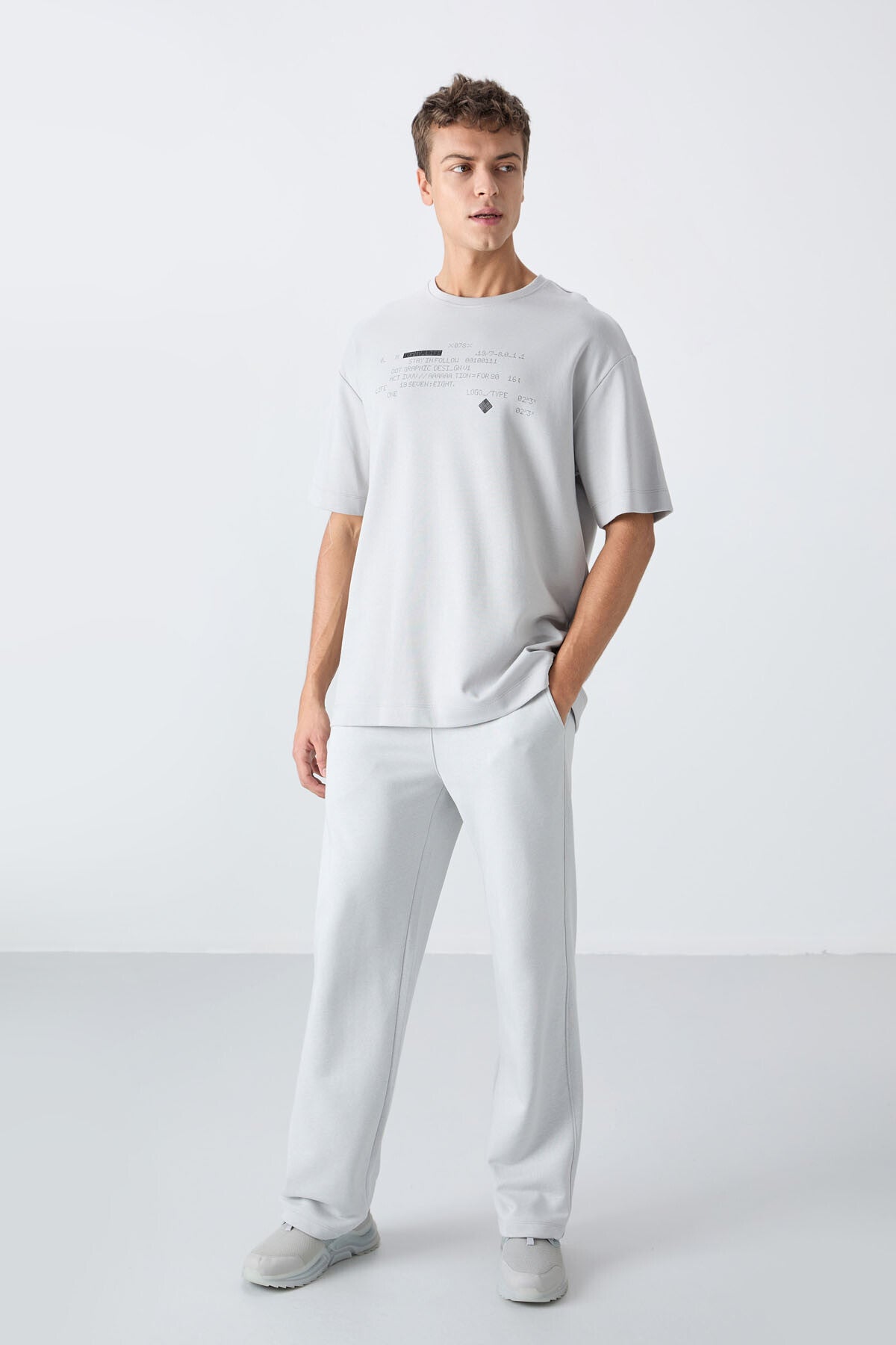 Stone Cotton Thick Soft Textured Oversize Fit Printed Men's T-Shirt - 88326