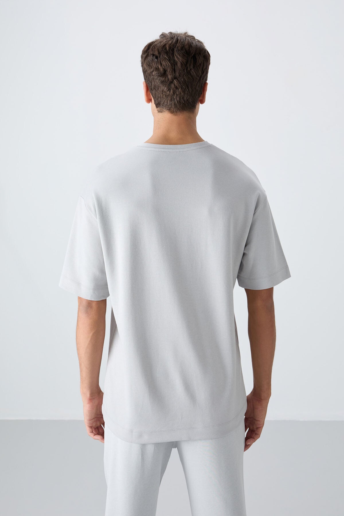 Stone Cotton Thick Soft Textured Oversize Fit Printed Men's T-Shirt - 88326