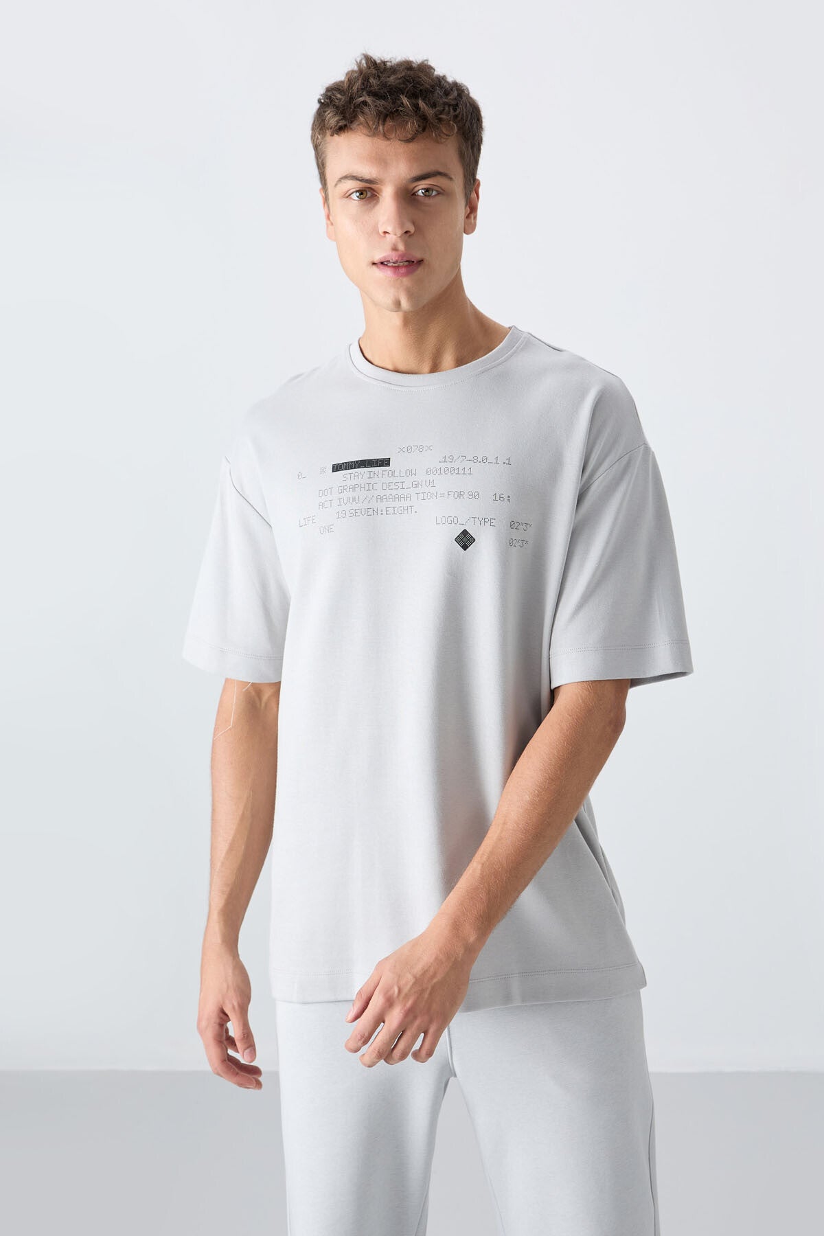 Stone Cotton Thick Soft Textured Oversize Fit Printed Men's T-Shirt - 88326