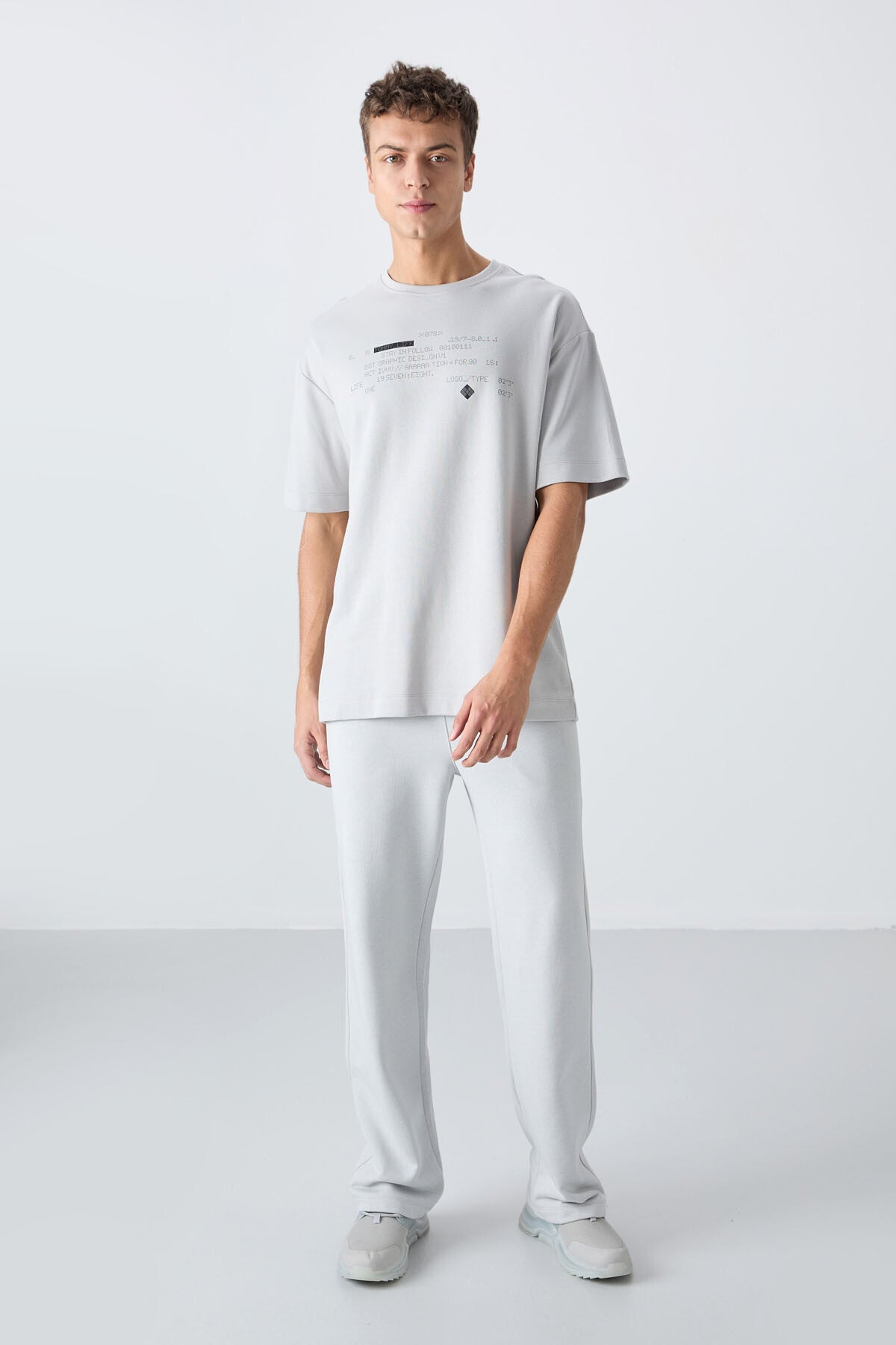 Stone Cotton Thick Soft Textured Oversize Fit Printed Men's T-Shirt - 88326
