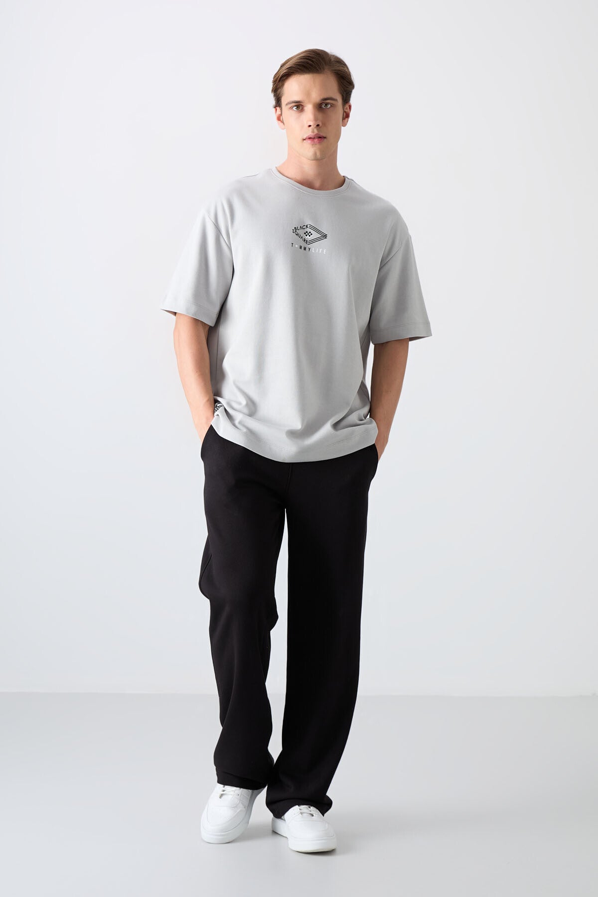 Stone Cotton Thick Soft Textured Oversize Fit Printed Men's T-Shirt - 88325