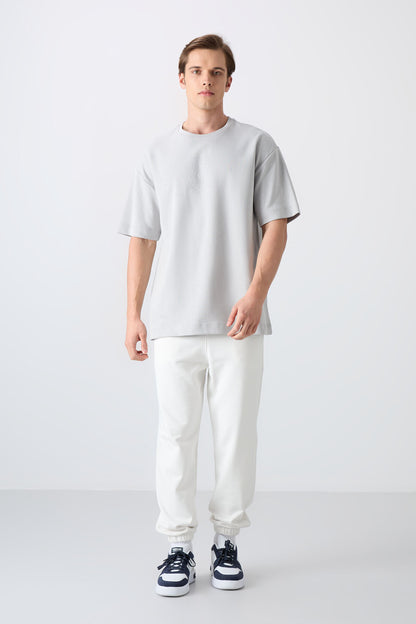 Stone Cotton Thick Soft Textured Oversize Fit Printed Men's T-Shirt - 88324