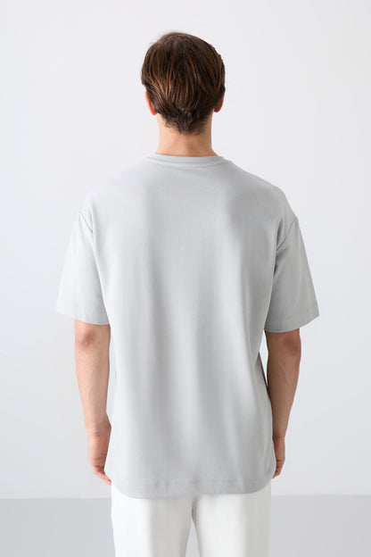 Stone Cotton Thick Soft Textured Oversize Fit Printed Men's T-Shirt - 88324