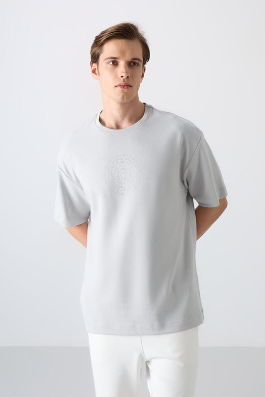 Stone Cotton Thick Soft Textured Oversize Fit Printed Men's T-Shirt - 88324