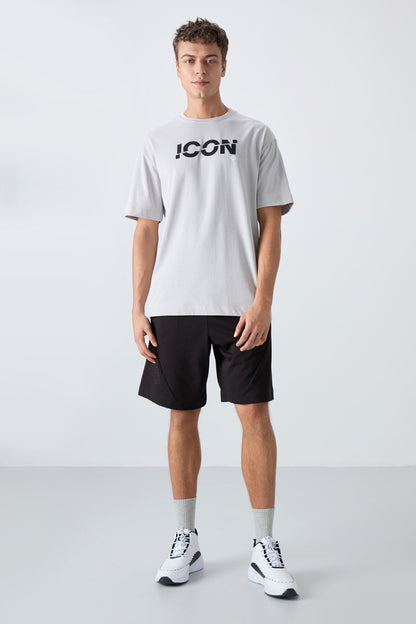 Stone Cotton Thick Soft Textured Oversize Fit Printed Men's T-Shirt - 88331