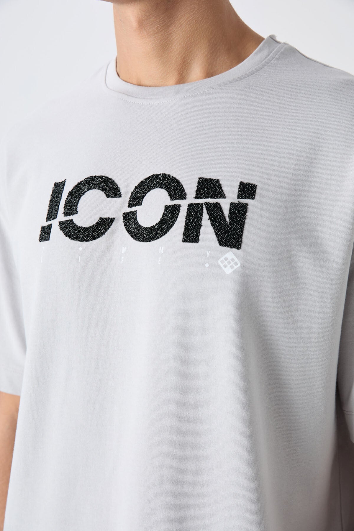 Stone Cotton Thick Soft Textured Oversize Fit Printed Men's T-Shirt - 88331
