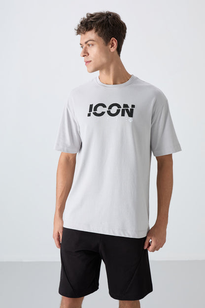 Stone Cotton Thick Soft Textured Oversize Fit Printed Men's T-Shirt - 88331