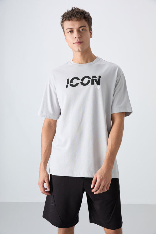 Stone Cotton Thick Soft Textured Oversize Fit Printed Men's T-Shirt - 88331