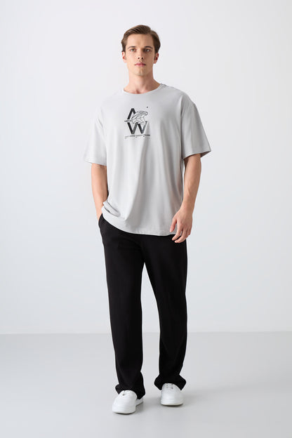 Stone Cotton Thick Soft Textured Oversize Fit Printed Men's T-Shirt - 88332