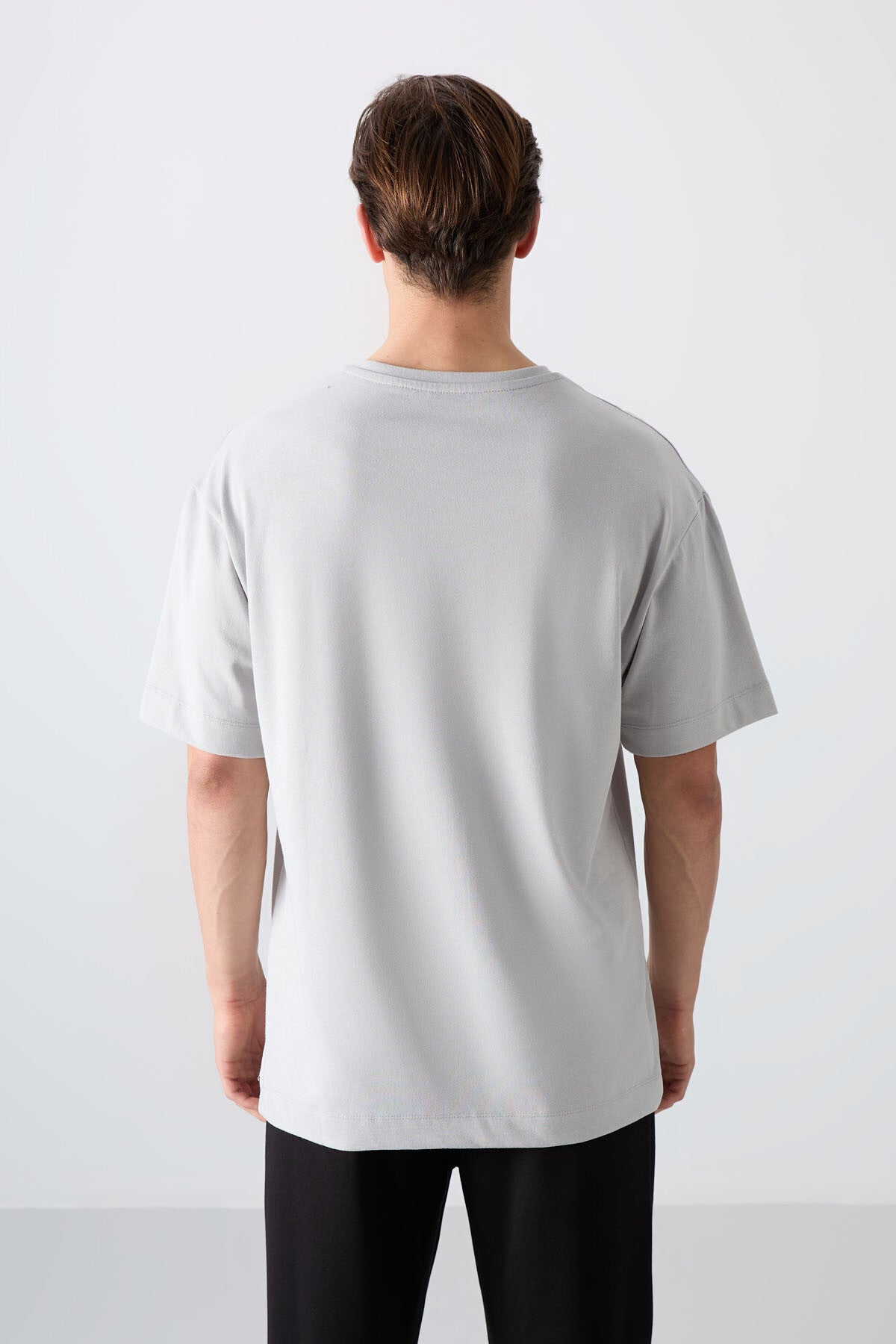 Stone Cotton Thick Soft Textured Oversize Fit Printed Men's T-Shirt - 88332
