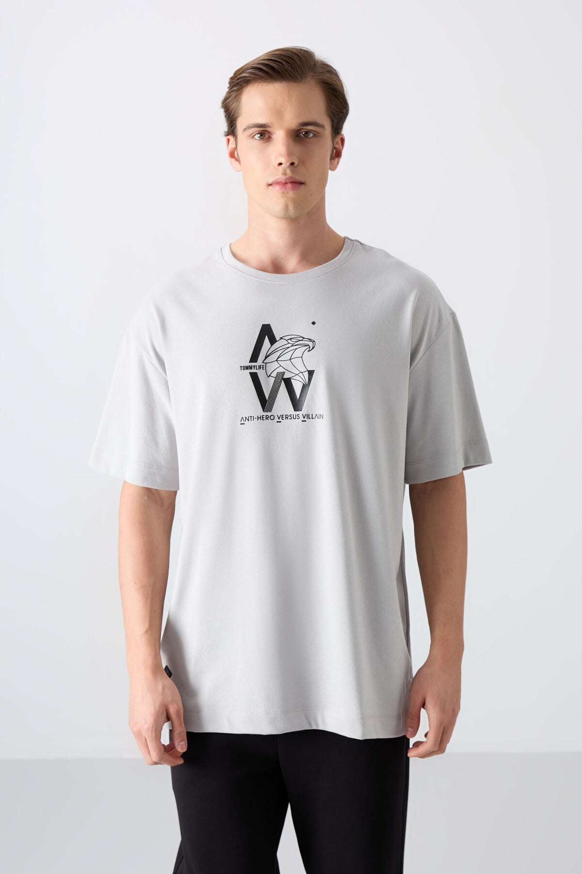 Stone Cotton Thick Soft Textured Oversize Fit Printed Men's T-Shirt - 88332