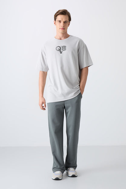 Stone Cotton Thick Soft Textured Oversize Fit Printed Men's T-Shirt - 88333
