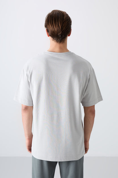 Stone Cotton Thick Soft Textured Oversize Fit Printed Men's T-Shirt - 88333