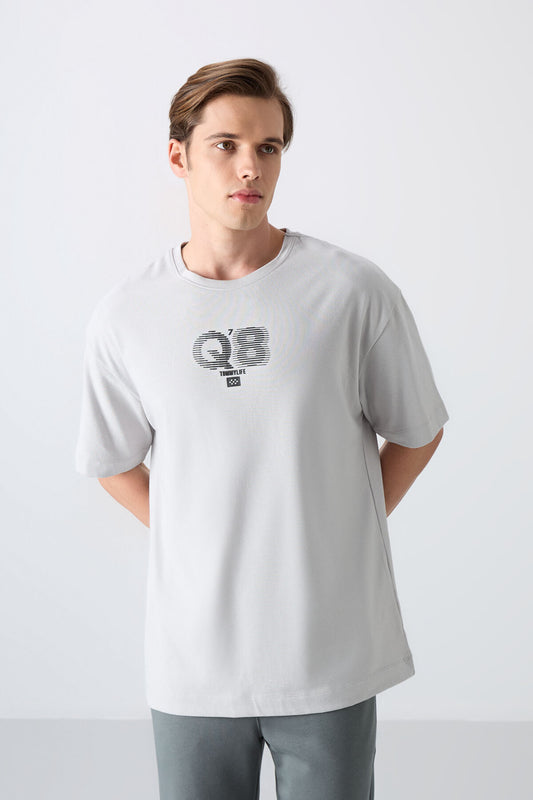 Stone Cotton Thick Soft Textured Oversize Fit Printed Men's T-Shirt - 88333