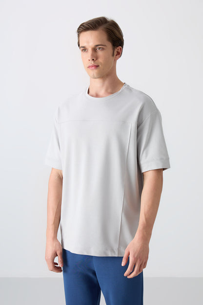 Stone Washed Cotton Thick Soft Textured Oversize Fit Basic Men's T-Shirt - 88349