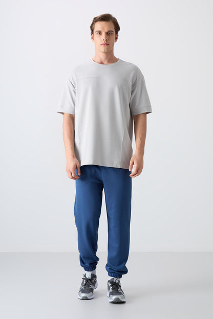 Stone Washed Cotton Thick Soft Textured Oversize Fit Basic Men's T-Shirt - 88349