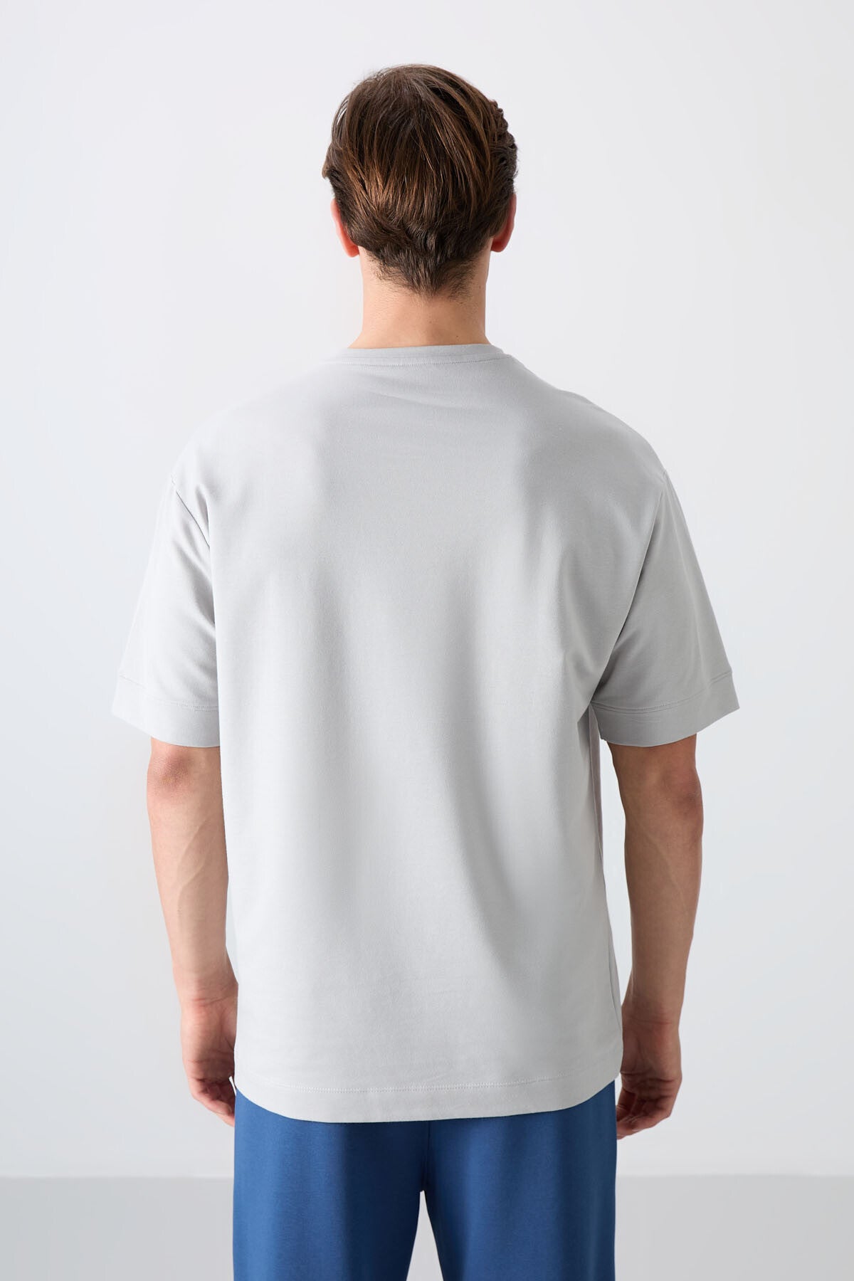 Stone Washed Cotton Thick Soft Textured Oversize Fit Basic Men's T-Shirt - 88349