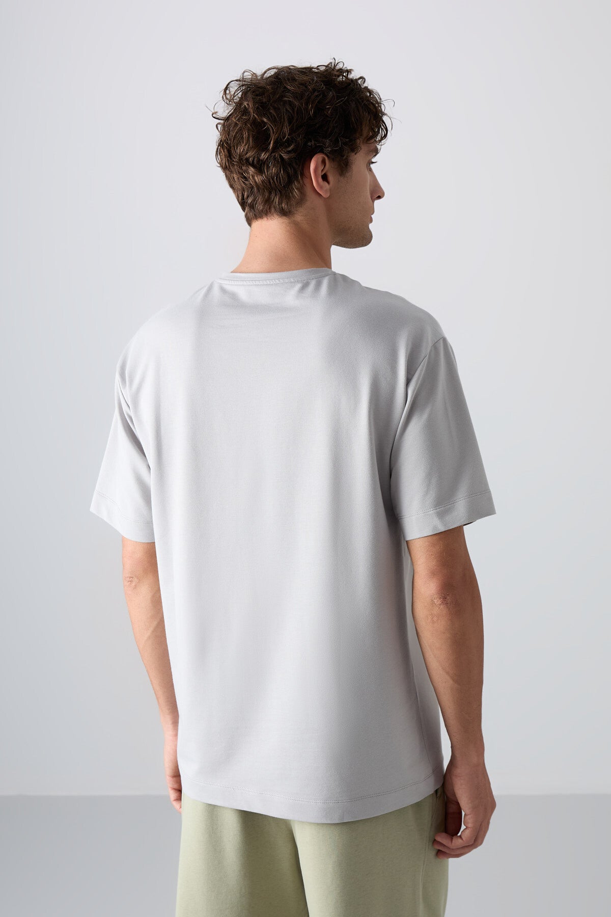 Stone Cotton Thick Soft Textured Oversize Fit Printed Men's T-Shirt - 88350