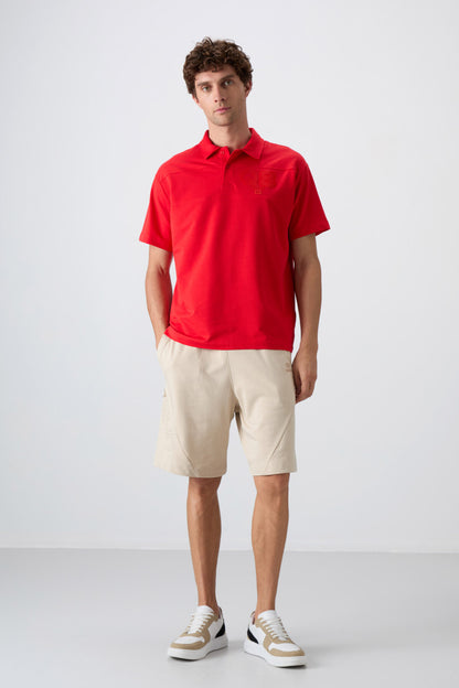 Fiesta Cotton Thick Soft Textured Oversize Fit Printed Polo Collar Men's T-Shirt - 88347