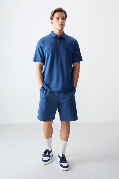 Parliament Cotton Thick Soft Textured Polo Collar Oversize Fit Basic Men's T-Shirt - 88382