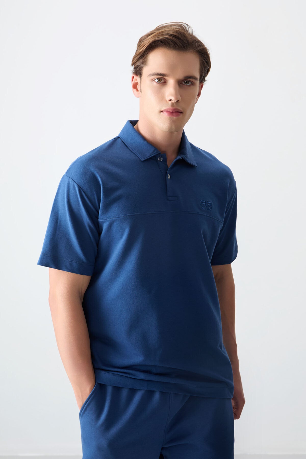 Parliament Cotton Thick Soft Textured Polo Collar Oversize Fit Basic Men's T-Shirt - 88382