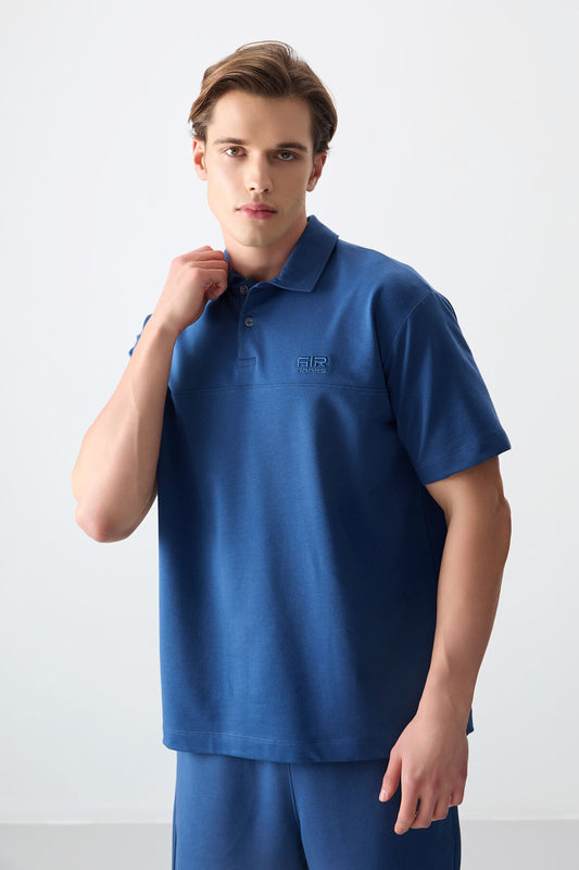 Parliament Cotton Thick Soft Textured Polo Collar Oversize Fit Basic Men's T-Shirt - 88382