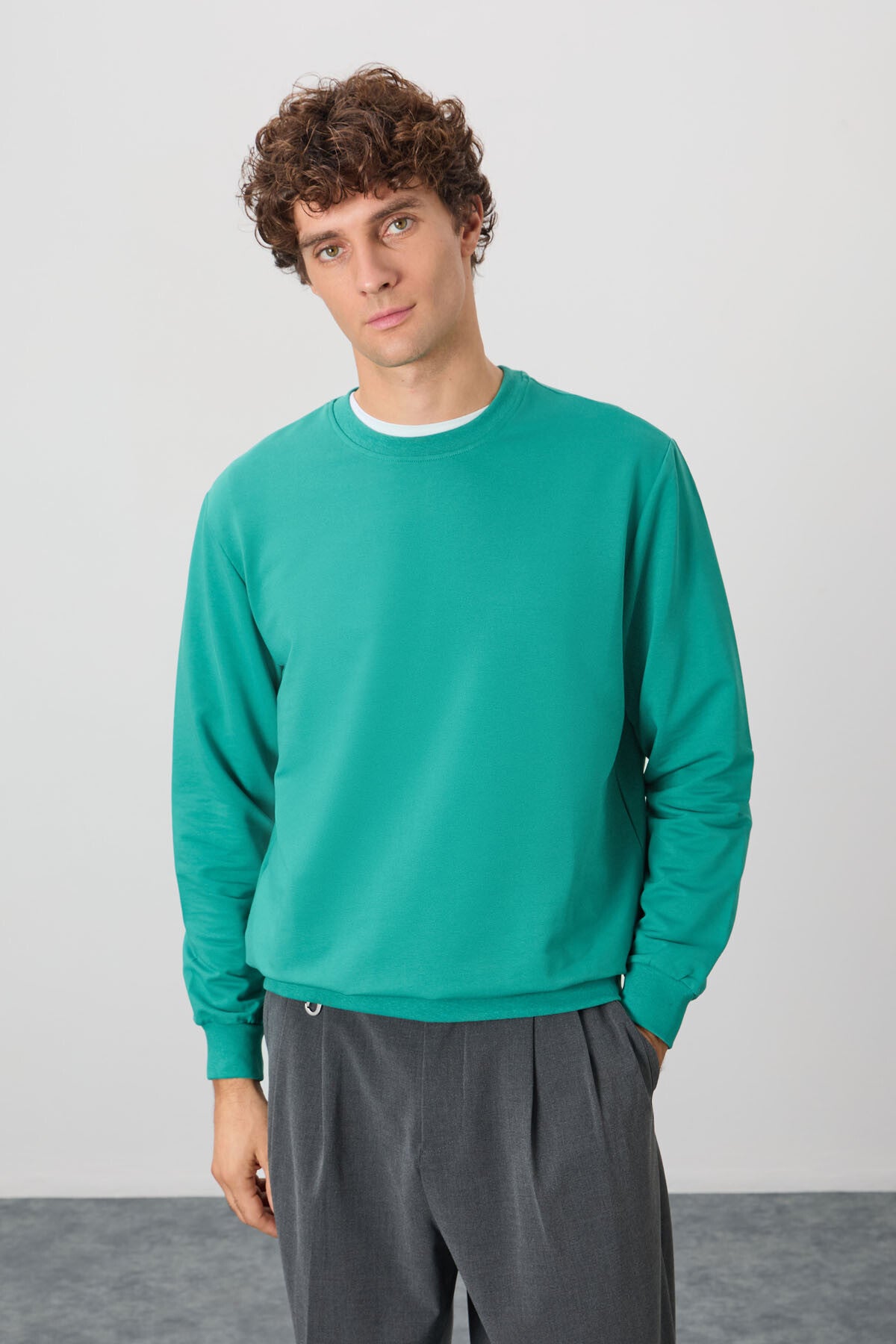 Cotton Soft Textured Standard Fit Basic Men's Sweatshirt - 88363