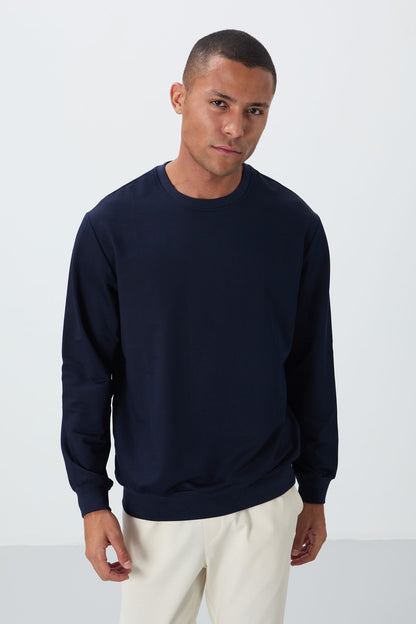 Indigo Cotton Soft Textured Standard Fit Basic Men's Sweatshirt - 88363