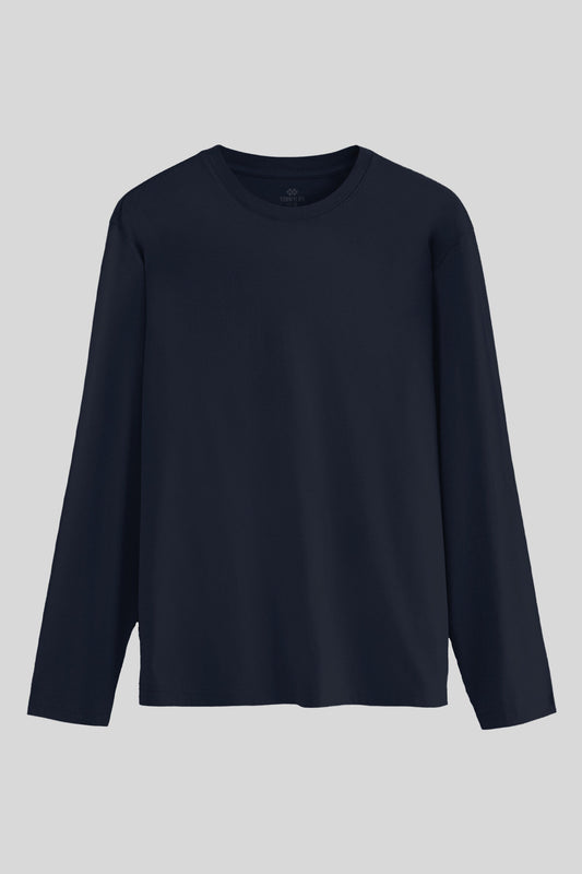 Navy Standard Fit Basic O Collar Sweatshirt for Men - 87997
