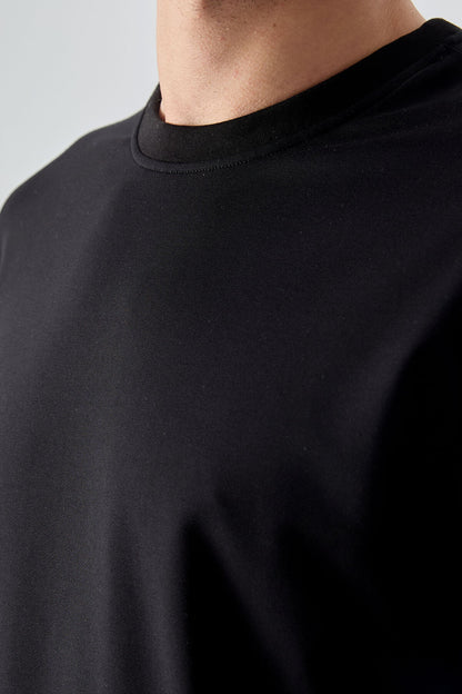 Black Cotton Soft Textured Standard Fit Basic Men's Sweatshirt - 88363