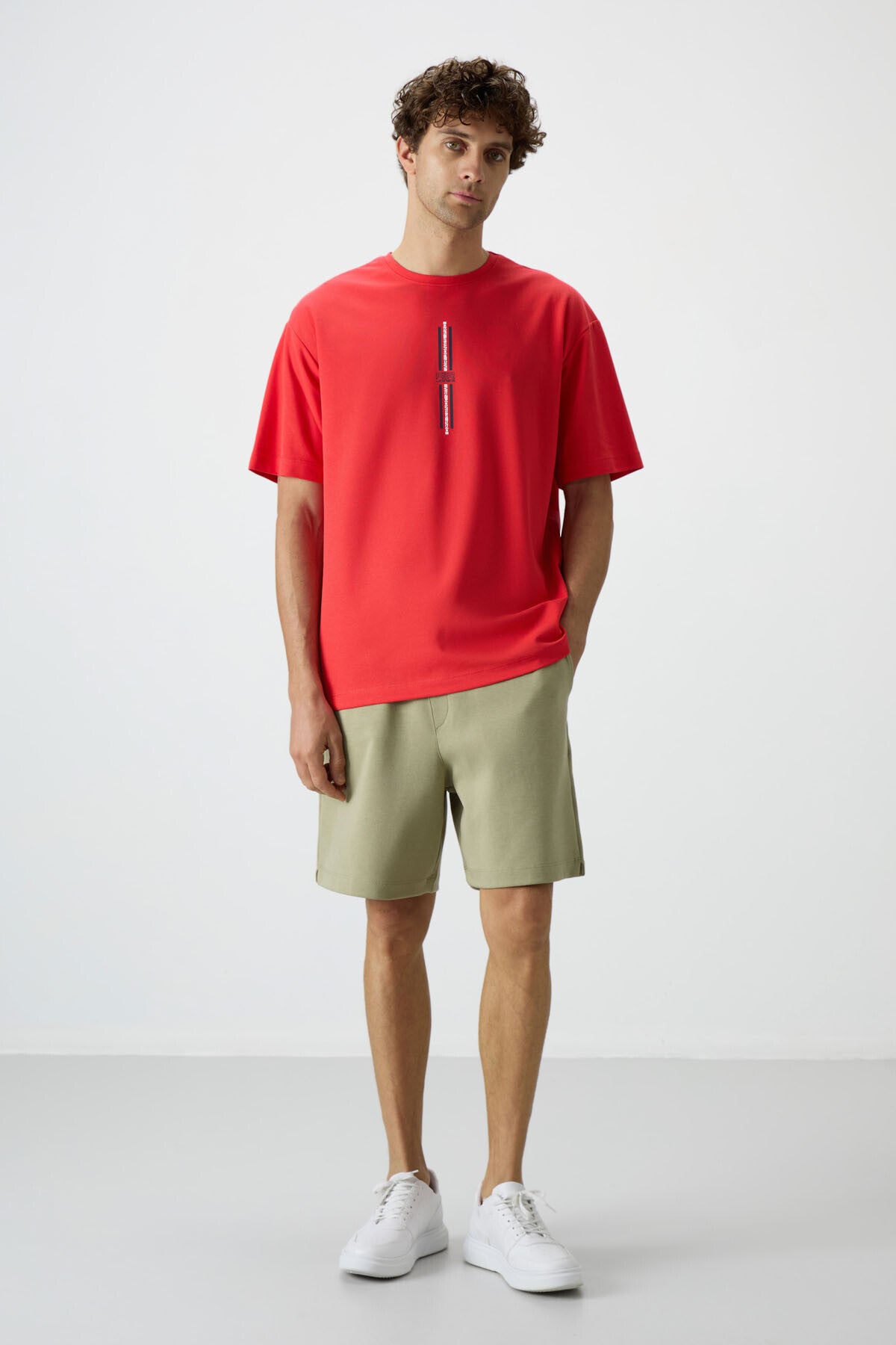 Open Green Almond Cotton Thick Soft Textured Comfort Fit Basic Men's Shorts - 81274
